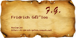 Fridrich Gálos névjegykártya